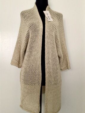 NWT Gold Knit Open Front Cardigan - Made in Italy - O/S